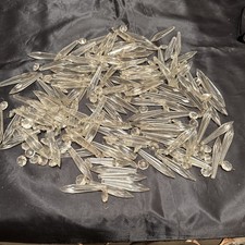 Lot of Clear Vintage Crystal Spear Point Chandelier Prisms ~ 120 count picture
