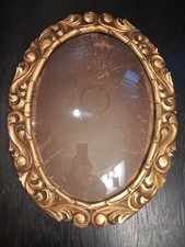 Antique Highly Ornate Gold Gilded Carved Wood Frame W Bubble Glass 1890s_1920s picture