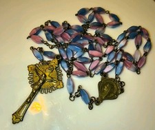 Rare Antique Vintage Glass Venetian or Czech Beads Rosary Gold Filled Crucifix picture