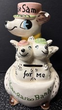 VTG Holt Howard Kangaroo $ For Uncle Sam For Me Coin Bank Japan Ceramic Kitsch picture