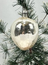 Vintage Pre-WWII Mercury Glass Peach Plum Fruit Drop Christmas Ornament Heidt picture