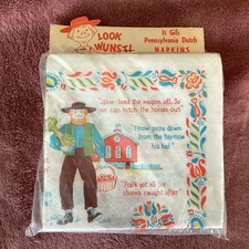 VTG Look Wunsti Paper Luncheon Napkins It Gifs Pennsylvania Dutch NOS Sealed MC picture
