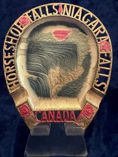 HORSESHOE & NIAGARA FALLS CANADA~Tin Ashtray~Change Tray~Vintage~4”~Souvenir~ picture