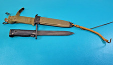 Vintage Mint US Military AERIAL Bayonet Knife + Sheath Soldier Tag TR823 picture