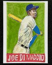 ACEO Sketch Trading Card 1/1 * 1948 Leaf Joe DiMaggio Yankees - Hand-Drawn ART picture