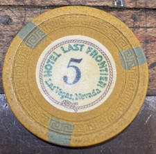 VINTAGE LAS VEGAS NEVADA $5 HOTEL LAST FRONTIER POKER CHIP picture