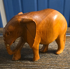 BESMO Genuine Handmade Hand Carved in Kenya Wooden Elephant Figurine picture