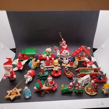 Vintage lot of 23 Wood Hanging Christmas Ornaments  picture