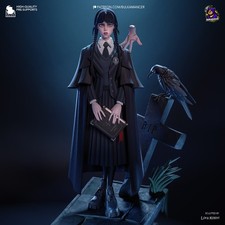 1:8 Wednesday Addams & Thing Fan Art UNPAINTED Resin Garage Kit picture