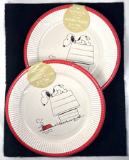2 NOS Vintage Hallmark Snoopy & Woodstock 16 Paper Dessert Plates Sealed 7.25