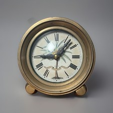 RARE Timeworks Royal Palms Hotel Palm Tree Brass Tone Desk Clock Tested No Back picture