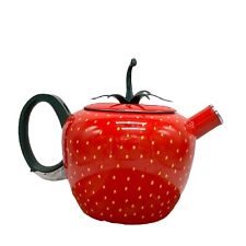 VTG Copco Strawberry Shaped Enamel Metal Teapot Kettle Missing Whistling Cap picture