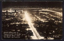 1940 San Francisco TREASURE ISLAND AT NIGHT Worlds Fair Photo Postcard RPPC ZAN picture