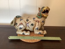 Vintage or Antique Chinese Ceramic Tiger Polychrome Porcelain Figure picture