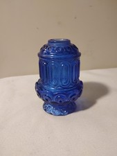 Vtg Weishar Cobalt Blue Moon & Star Glass Mini Courting Fairy Lamp Heavier Signd picture