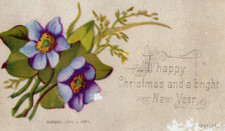 1880s-90s Raphael Tuck Christmas Card Lovely Purple Flowers F185 picture