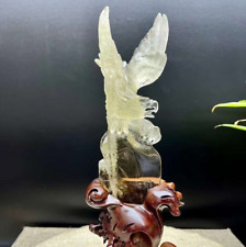 TOP  Natural Citrine Quartz Hand Carved Eagle Skull Crystal Reiki Healing Gem+S picture
