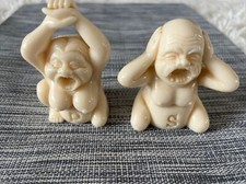 Vintage Plastic Naked Nude Man Lady Boobies Salt & Pepper Shakers Top Off picture
