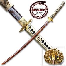 MOSHIRO Gold Edition 65Mn Spring Steel Hand Forge Katana Sword Gold Scabbard picture