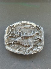 Colorado Silver Star MONTANA Belt Buckle 1992 12 Point Buck HEAVY damaged F268 picture