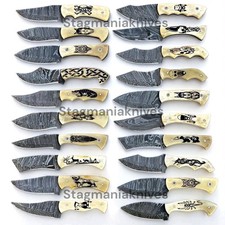 Top Craft Handmade Damascus Steel Full Tang Hunting Skinners Knife Lot Of 20 Pcs picture