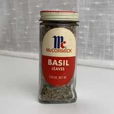 Vintage McCormick Basil Glass Spice Jar Farmhouse Kitchen Retro picture