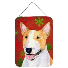 Caroline's Treasures SS4703DS1216 Bull Terrier Red/Green Snowflake Aluminum Sign picture