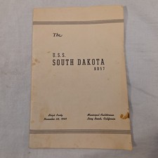 Vintage 1945 USS South Dakota BB-57 Ships Party Program Booklet Long Beach CA picture