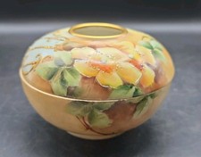 Antique A K D France Floral Hand Painted Porcelain Hair Receiver Trinket Box picture