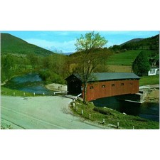 Old Covered Wood Bridge West Arlington VT Vintage Covered Bridge Postcard PD1 picture