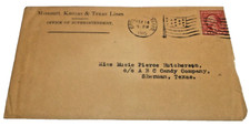MAY 1915 MKT MISSOURI KANSAS TEXAS RAILROAD USED COMPANY ENVELOPE GREENVILLE picture