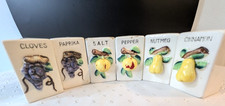 6 MCM Vintage Ceramic Spice Shakers-Handpainted Fruit and Spice Motifs-Japan picture