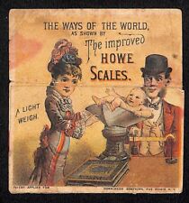 Howe Scale Company Funny Flip-Down Panel Victorian Trade Card - Scarce picture