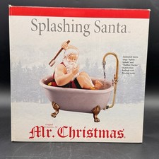 Mr Christmas Splashing Santa Musical Animated Bathtub Vtg Splish Splash Read picture