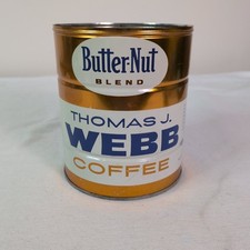 Large Old Vintage BUTTERNUT THOMAS WEBB COFFEE TIN 2 Lb OMAHA NEBRASKA picture