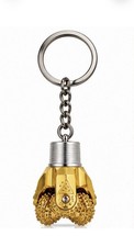 Oilfield Tricone Drill Bit Keychain Gold Metal Key Ring Rig Worker Gift picture