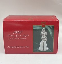 NEW 1997 Madison Avenue Collectible Silverplate Santa Bell In Original Box 5” picture