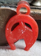 Vintage Red Horseshoe W Horse Head Gumball Charm Prize picture