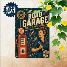 Vintage Retro Style Service Station Sign Classic Garage Bar Metal Tin Plaque picture
