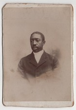 Antique Cabinet Card African American Man Mustache Three Button Suit Portrait picture