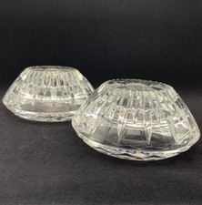 Lot of 2 80's Crystal Candle Holders 3-Way Heavy Cut Made In USA Princess House picture