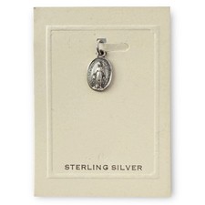 Vintage Miraculous Mary Medal of Immaculate Conception Sterling Silver Charm picture