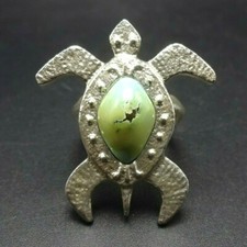 Navajo DARRYL DEAN BEGAY Heavy Tufa Cast TURTLE Sterling Silver RING size 6 picture