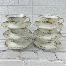 Ambassador by Meito Japan 6-Piece Floral Cup & Saucer Set Gold Trim picture