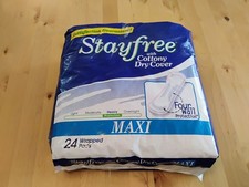 Vintage Stayfree Maxi Pads 24 Count Cottony Dry Cover Heavy Flow 2/17/2000 Props picture