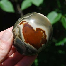 2.5in 138g Polychrome Jasper Crystal Palm Stone Teal Green Red, Madagascar picture