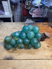 Rare Large Green Pearl Swirl Lucite Grapes On Driftwood Stick MCM Decor picture