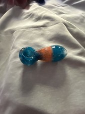 Hand-Blown Glass Spoon Piece Blue and Orange picture