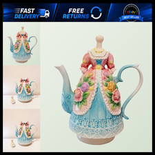 Large Ceramic Teapot and Coffee Pot with Lid, 3D Embossed Victoria Pink Rose picture