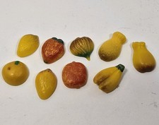9 Vintage Refrigerator Magnets Miniature Food Fruits Vegetables Pineapple onion picture